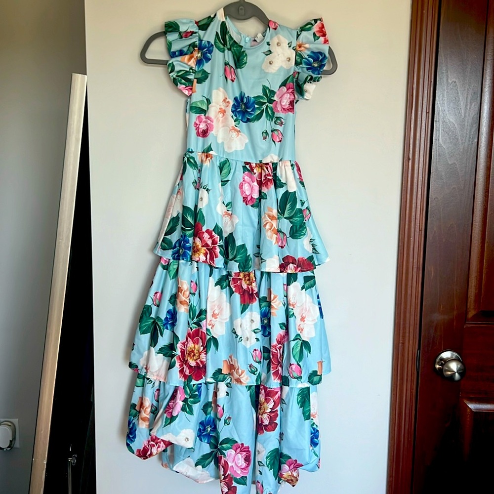Size 8-9 Long Floral Sleeveless Dress
